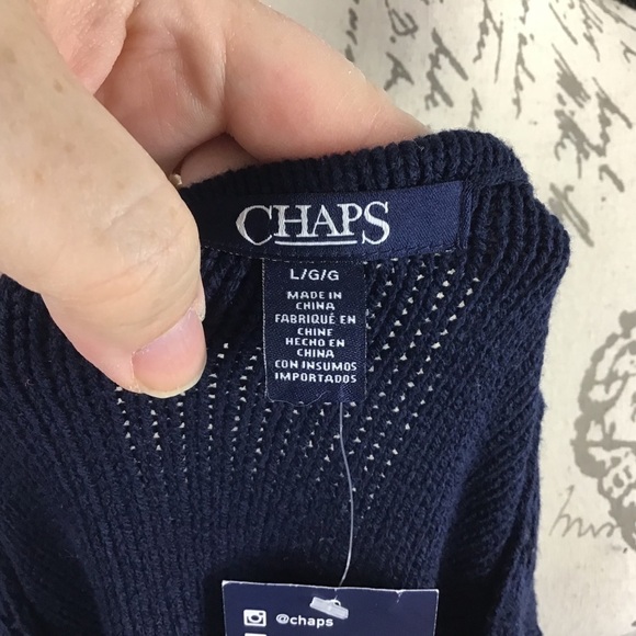 Chaps V-Neck Knit Navy Blue Sweater - Picture 5 of 8
